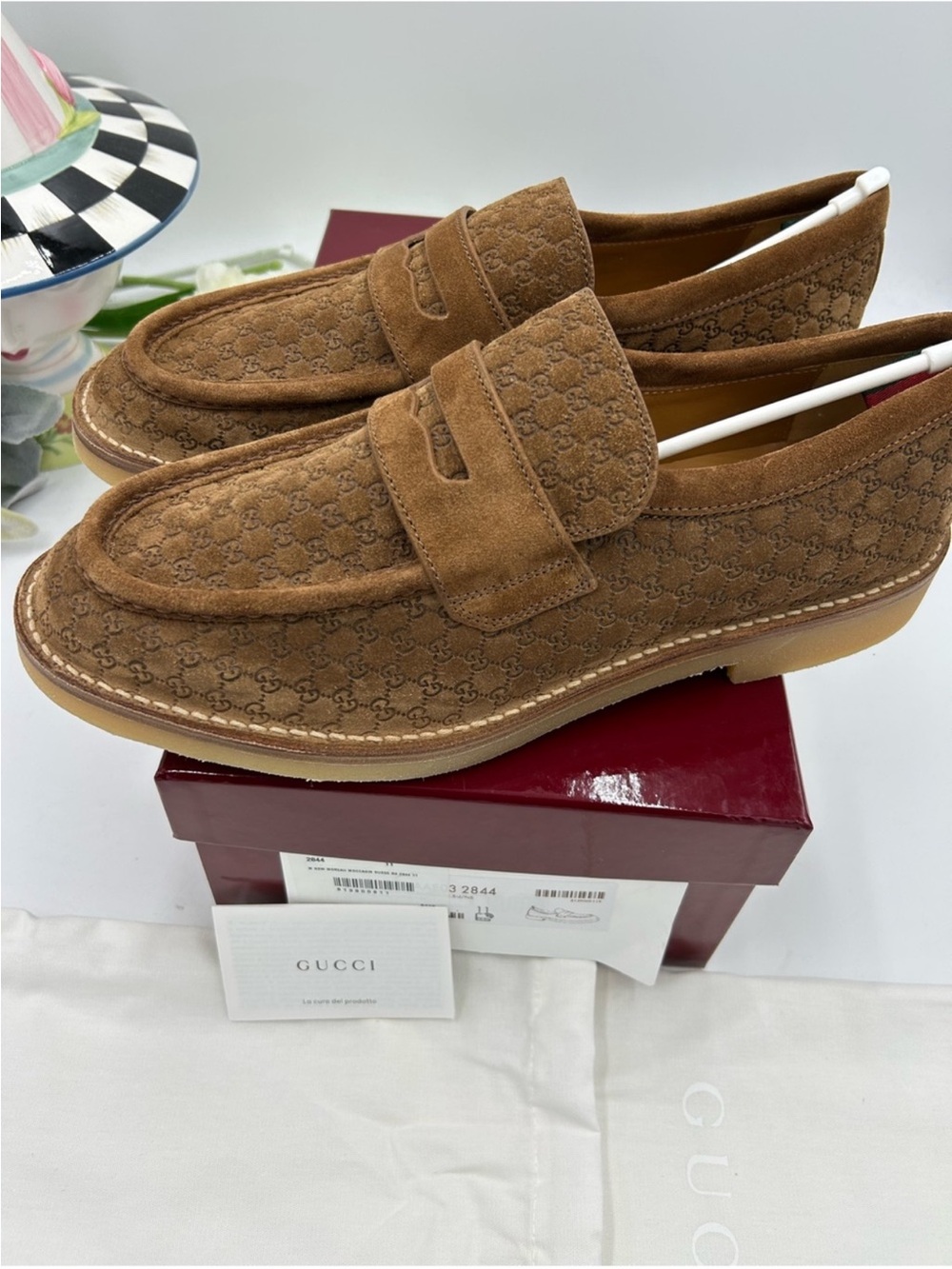 Men’s Gucci GG monogram web loafers size 11 fits 11.5 US made in Italy - Picture 2 of 9